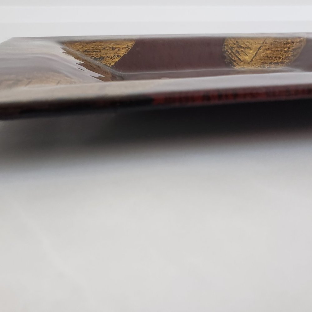 Gold leaf, brown rectangular plate - Picture 3 of 4
